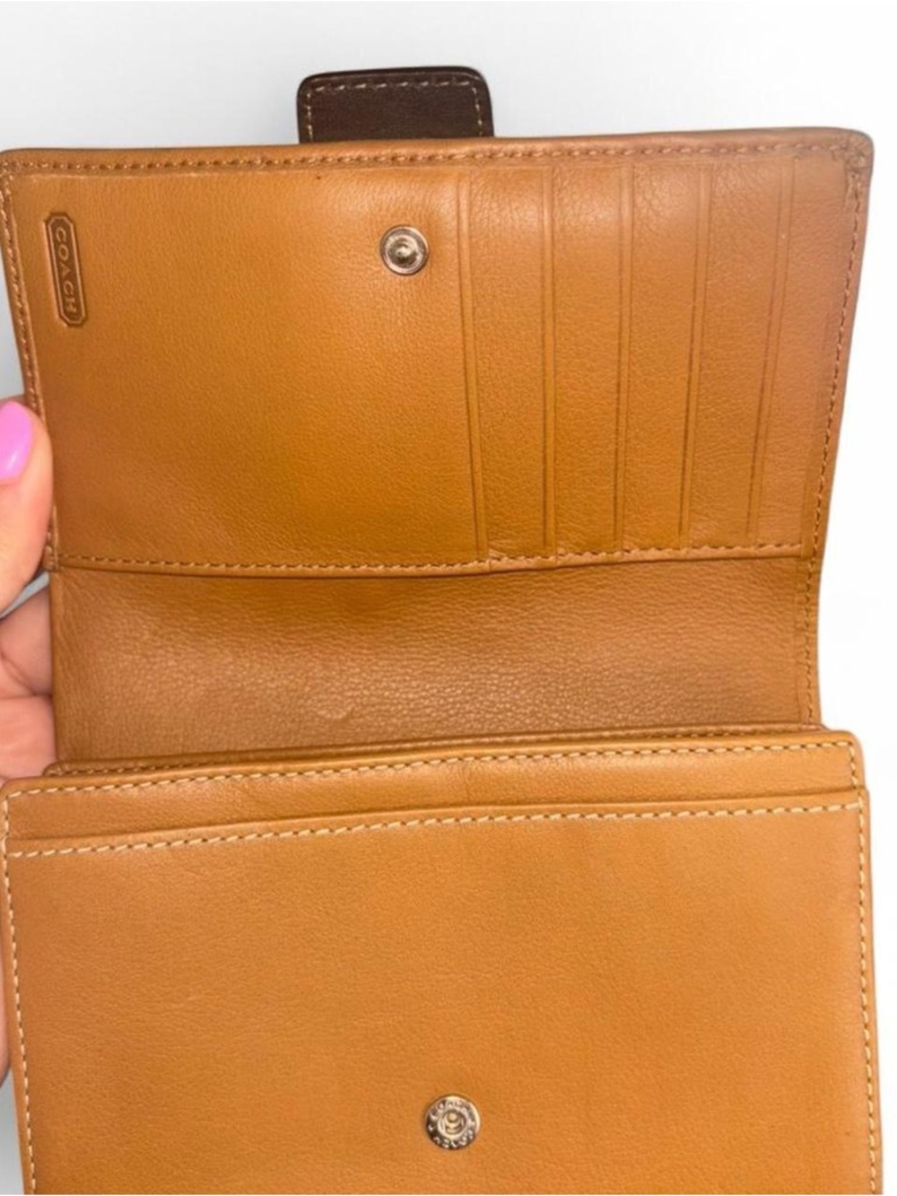Coach Two-Tone Buckle Wallet in Tan and Black - Picture 3 of 5